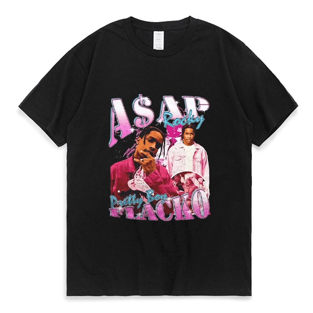 Asap Rocky T Shirt Fashion Streetwear Vintage Punk Hip Hop