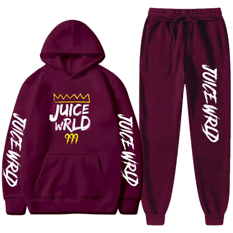 Juice WRLD Hoodies Pullover Joggers Sweatpants Casual Tracksuit Black typography