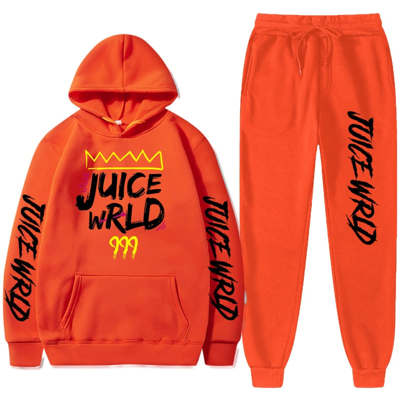 Juice WRLD Hoodies Pullover Joggers Sweatpants Casual Tracksuit Black typography