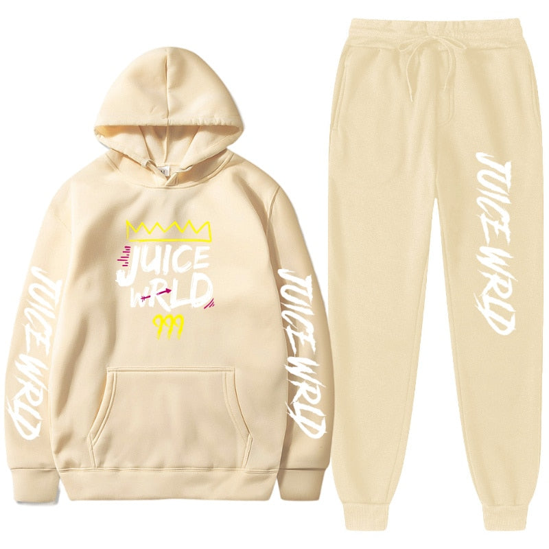 Juice WRLD Hoodies Pullover Joggers Sweatpants Casual Tracksuit Black typography