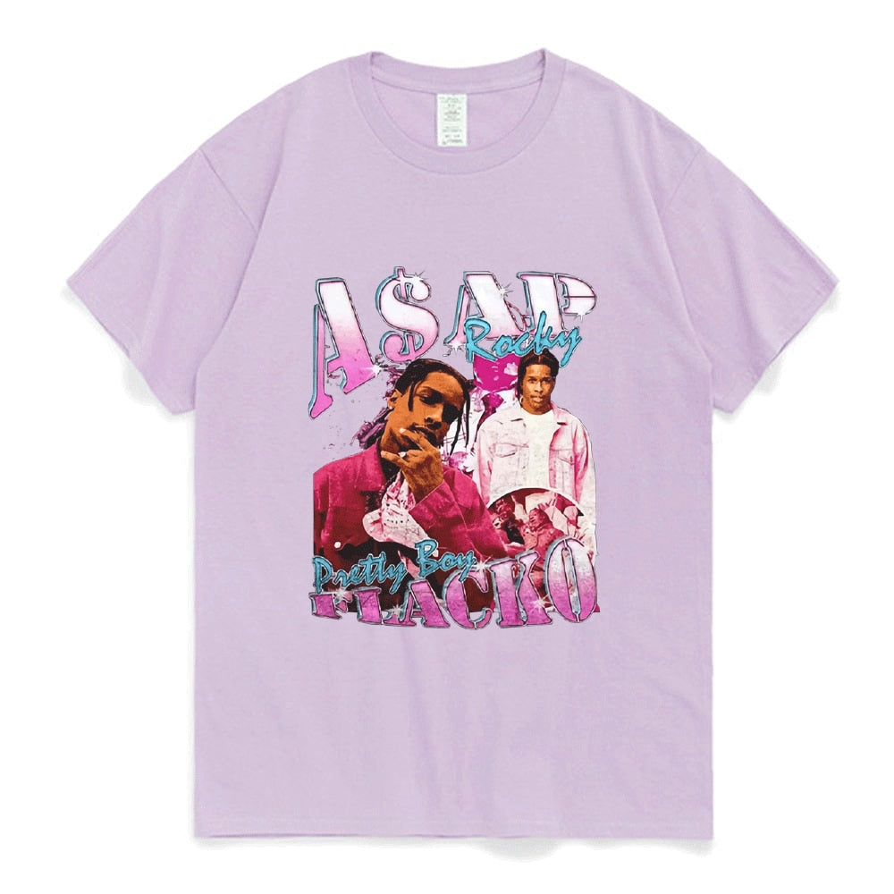 Asap Rocky T Shirt Fashion Streetwear Vintage Punk Hip Hop