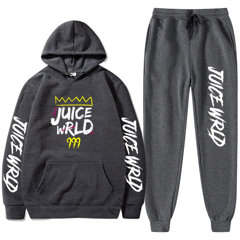 Juice WRLD Hoodies Pullover Joggers Sweatpants Casual Tracksuit Black typography