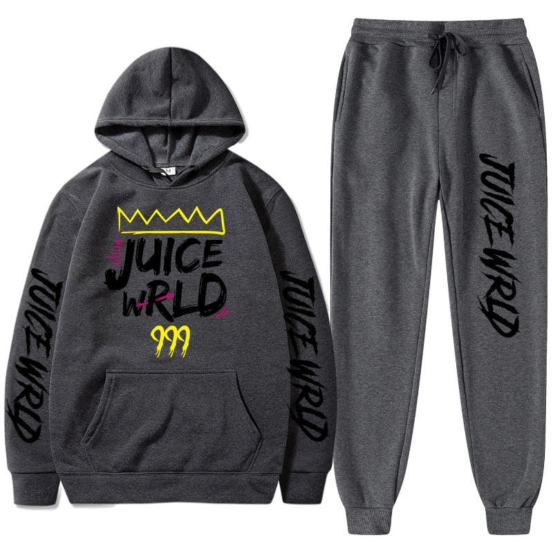 Juice WRLD Hoodies Pullover Joggers Sweatpants Casual Tracksuit Black typography