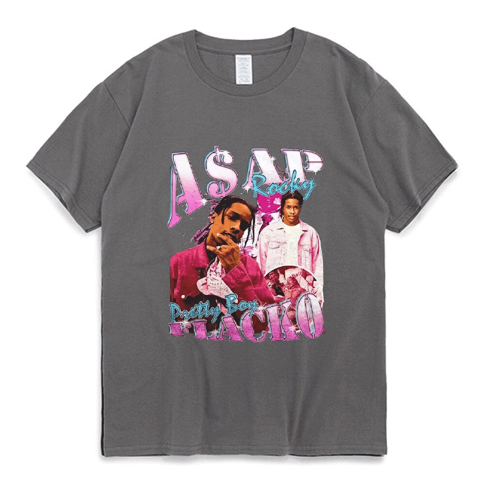 Asap Rocky T Shirt Fashion Streetwear Vintage Punk Hip Hop