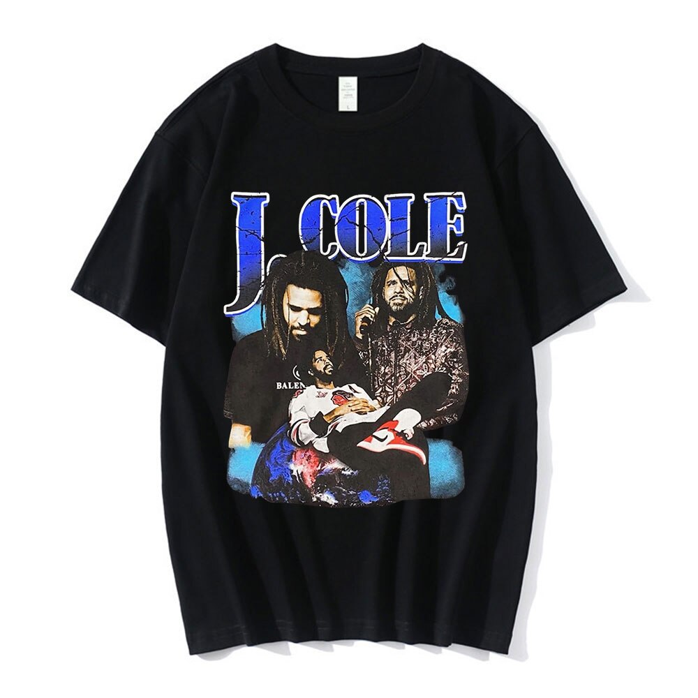 J Cole T shirt Vintage 90s Rap Hip Hop Graphics Oversize