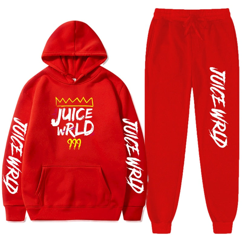 Juice WRLD Hoodies Pullover Joggers Sweatpants Casual Tracksuit Black typography