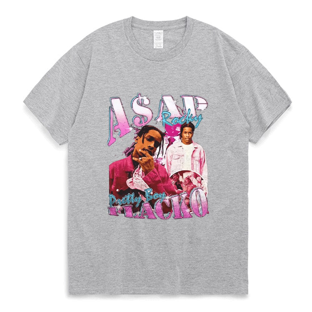 Asap Rocky T Shirt Fashion Streetwear Vintage Punk Hip Hop