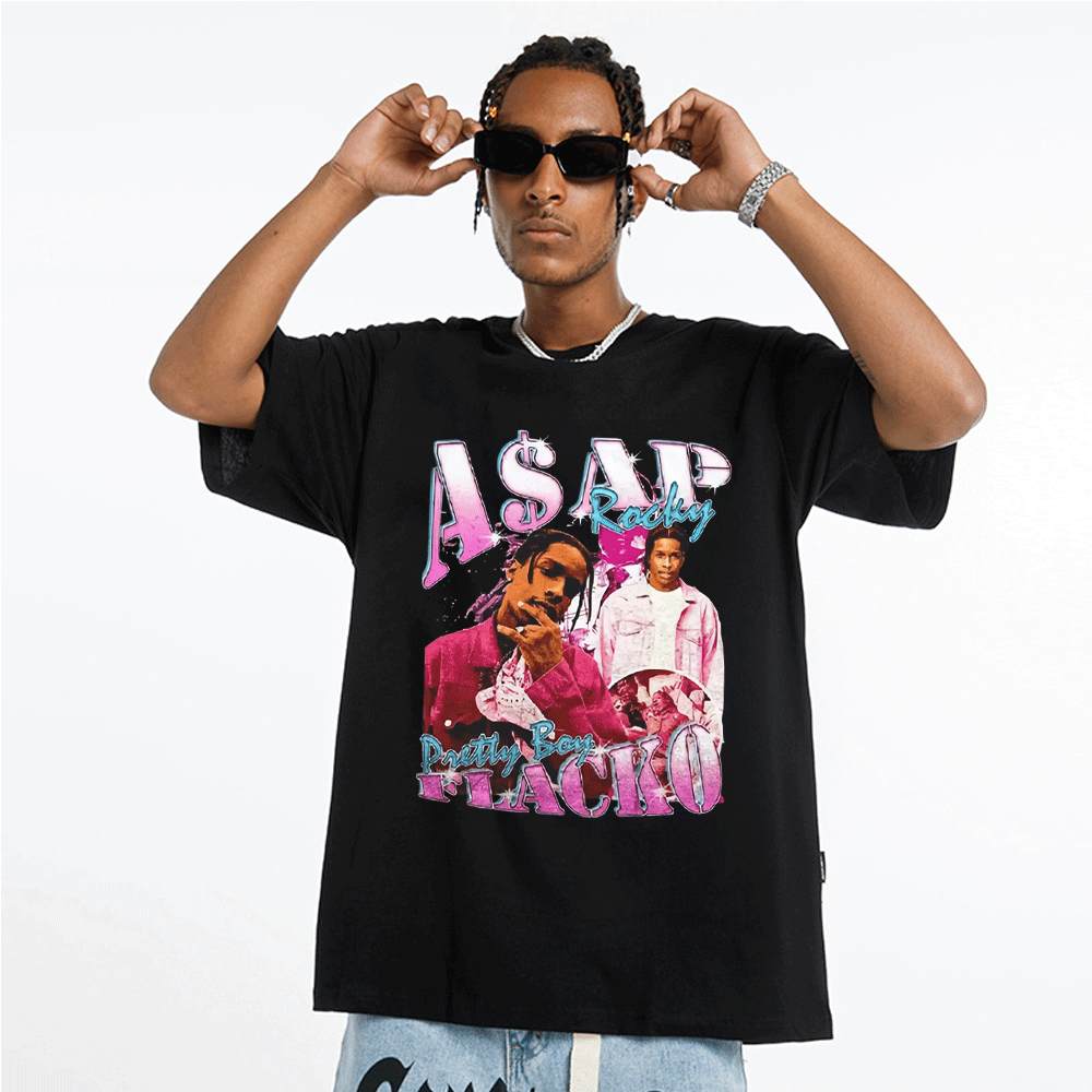 Asap Rocky T Shirt Fashion Streetwear Vintage Punk Hip Hop