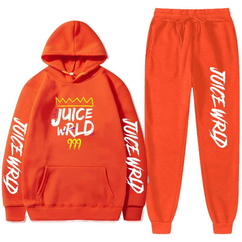 Juice WRLD Hoodies Pullover Joggers Sweatpants Casual Tracksuit Black typography