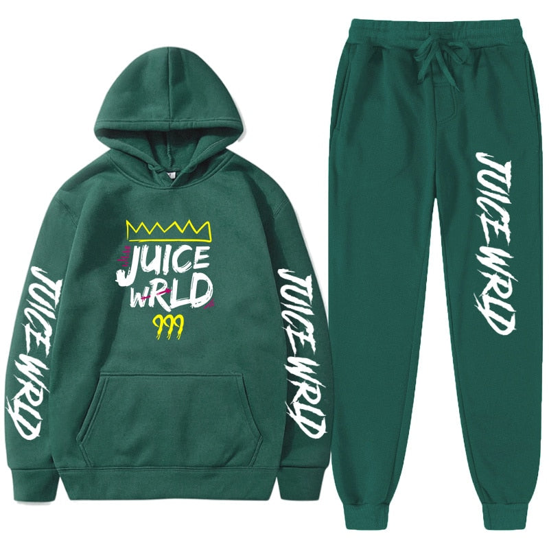 Juice WRLD Hoodies Pullover Joggers Sweatpants Casual Tracksuit Black typography