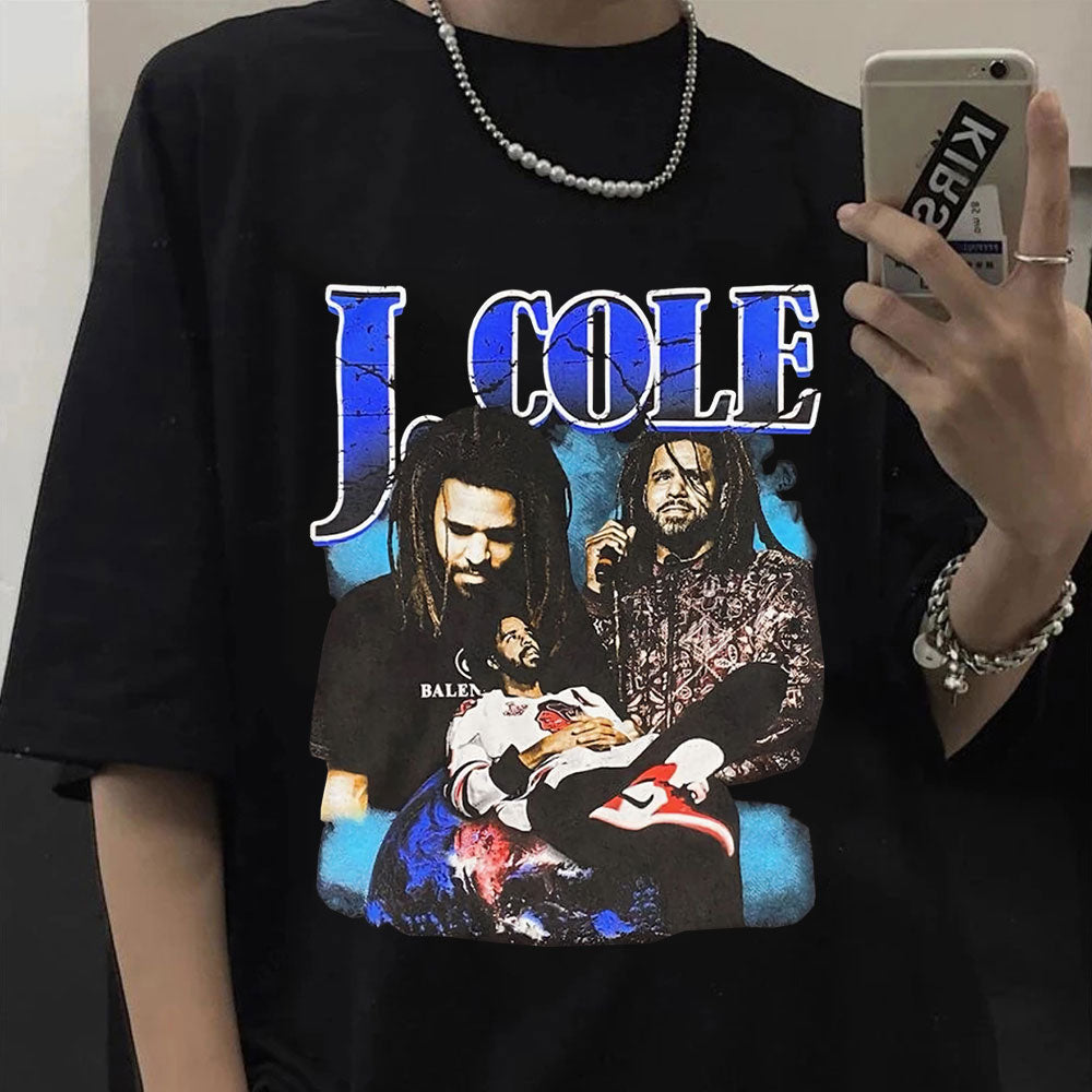 J Cole T shirt Vintage 90s Rap Hip Hop Graphics Oversize