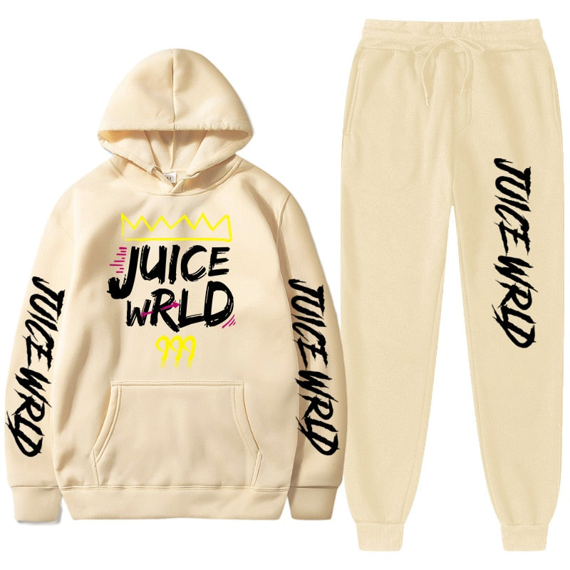 Juice WRLD Hoodies Pullover Joggers Sweatpants Casual Tracksuit Black typography