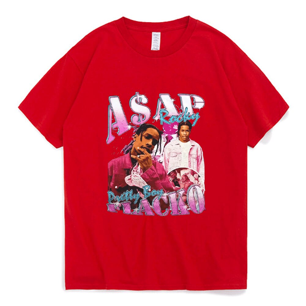 Asap Rocky T Shirt Fashion Streetwear Vintage Punk Hip Hop