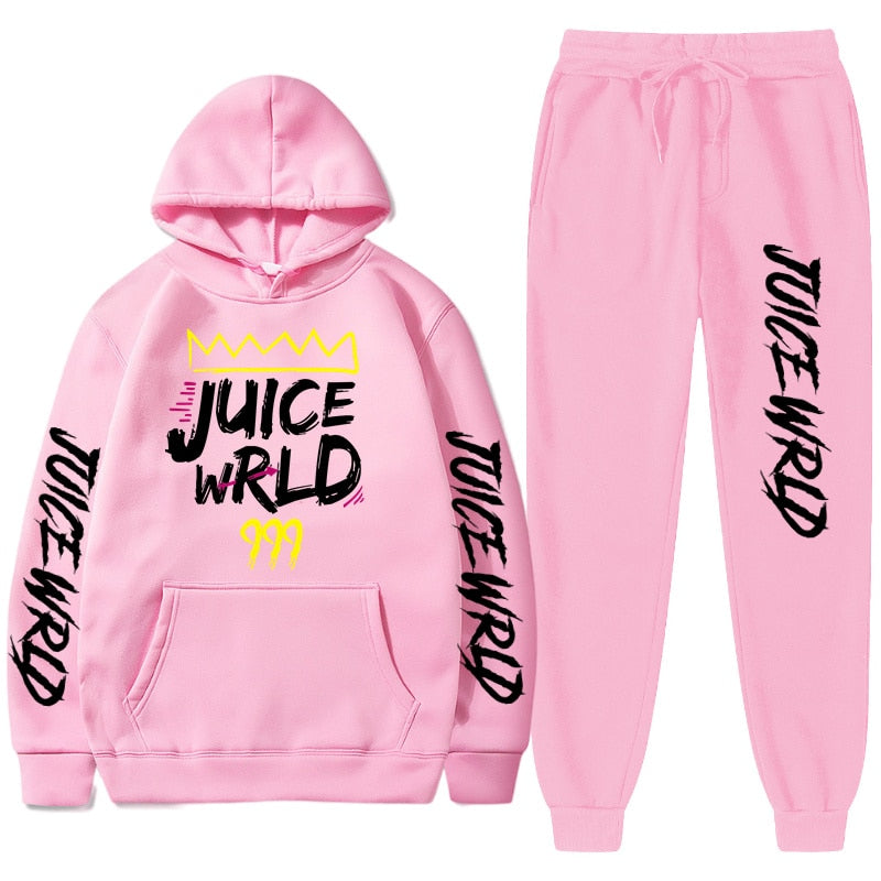 Juice WRLD Hoodies Pullover Joggers Sweatpants Casual Tracksuit Black typography