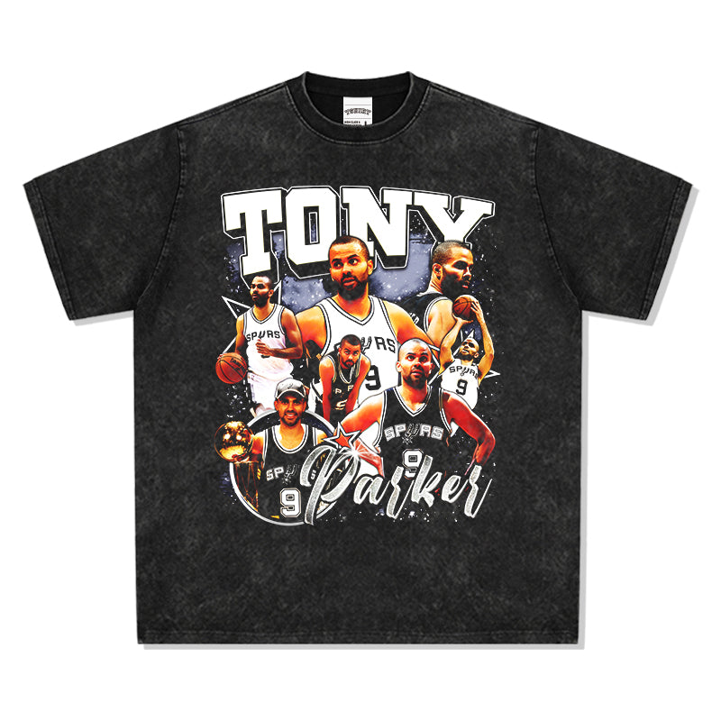 Washed black TEE NBA