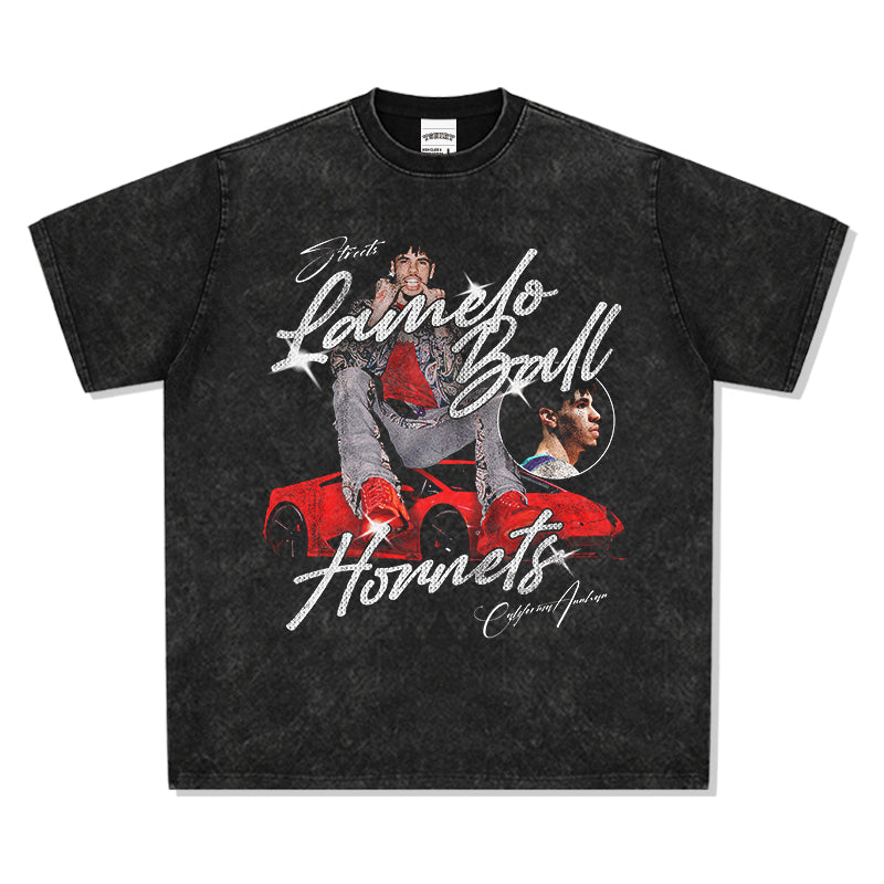 Three-ball Red Lamborghini LaMelo Ball TEE NBA 2024