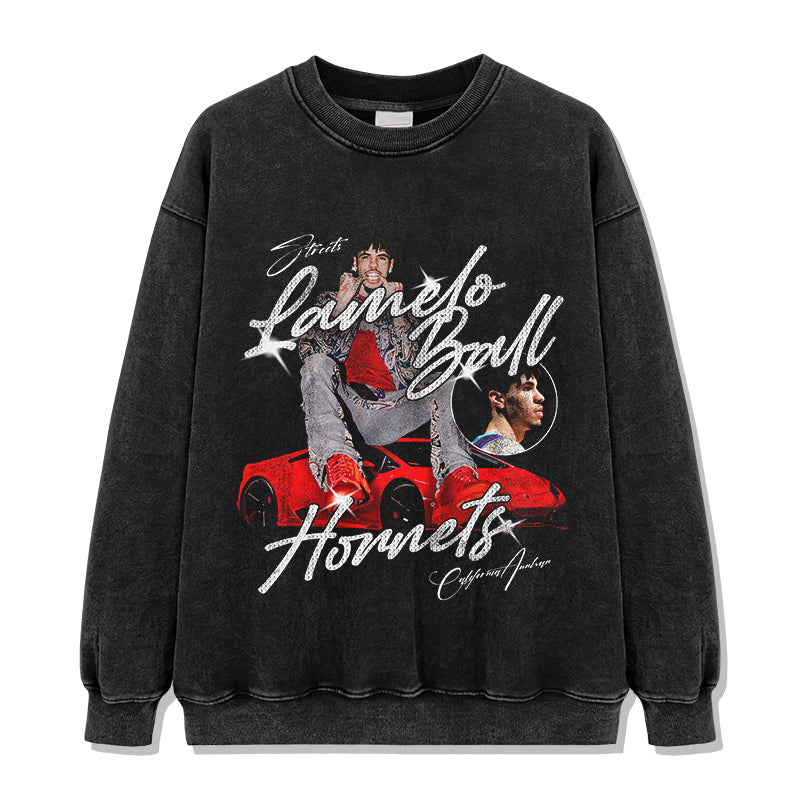 Three-ball Red Lamborghini LaMelo Ball Sweatshirt NBA 2024