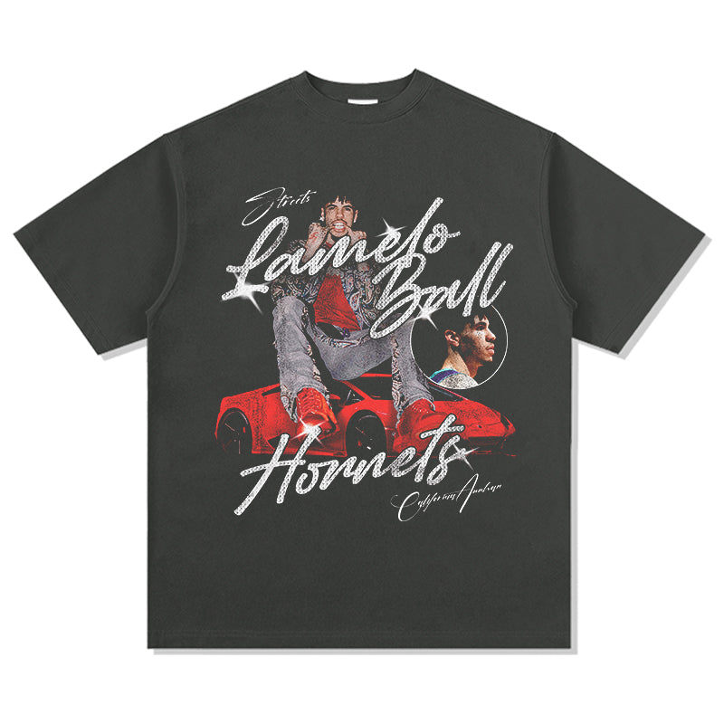 Three-ball Red Lamborghini LaMelo Ball TEE NBA 2024