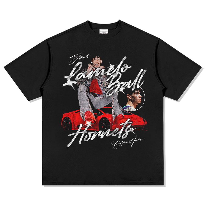 Three-ball Red Lamborghini LaMelo Ball TEE NBA 2024